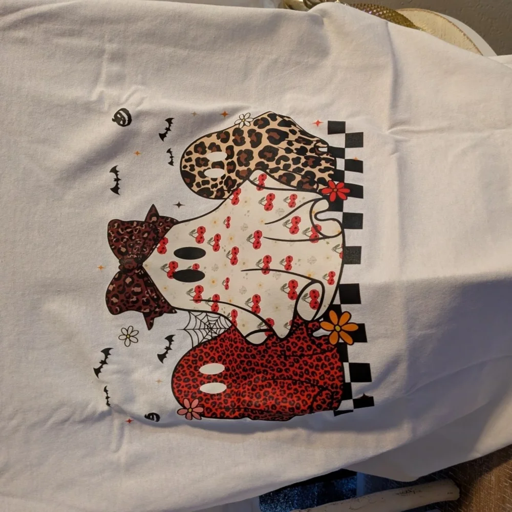 Gildan White Tee with Ghost Print - Picture 8 of 8
